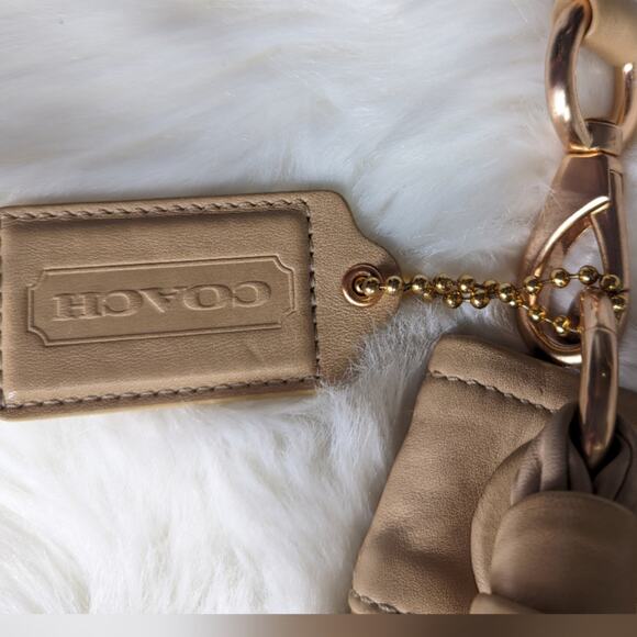 COACH Signature Logo 2 Way Shoulder Bag Tan Purse - Picture 5 of 9